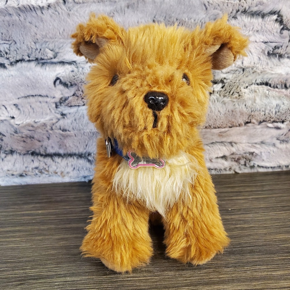 Doll Pet Shaggy‎ Brown Plush Dog 6.5" Stuffed Animal Wearing Bone Collar